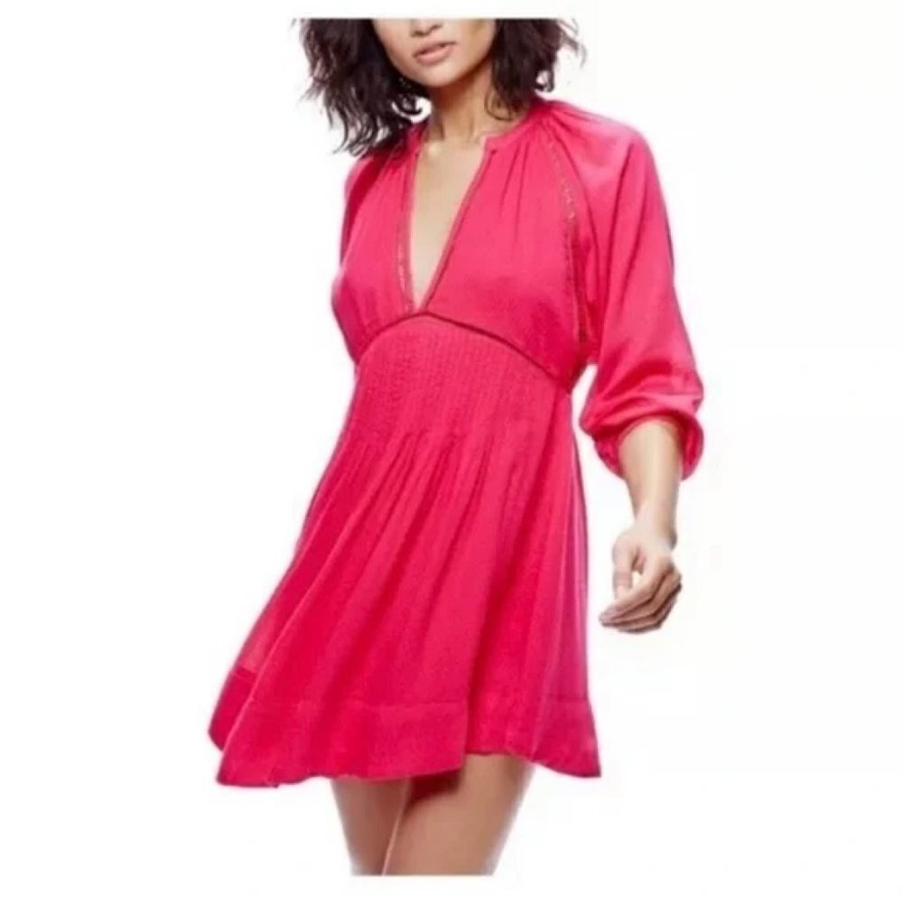 Free People size XS Go Lightly Hot Pink Swing Dress